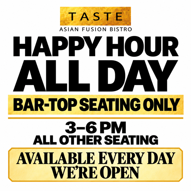 All Day Happy Hour at The Bar-Top Everyday