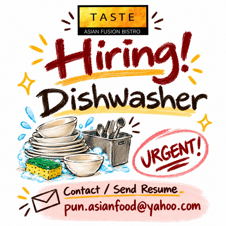 Now Hiring Dishwasher