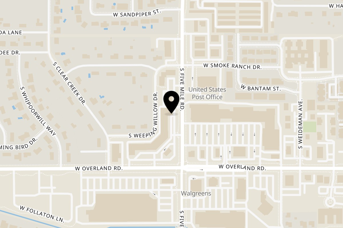Map showing the location of Taste Asian Fusion Bistro on 1473 S Five Mile Rd in Boise
